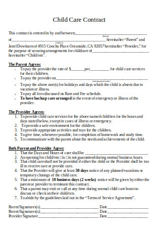 30 FREE Child Care Contract Samples To Download