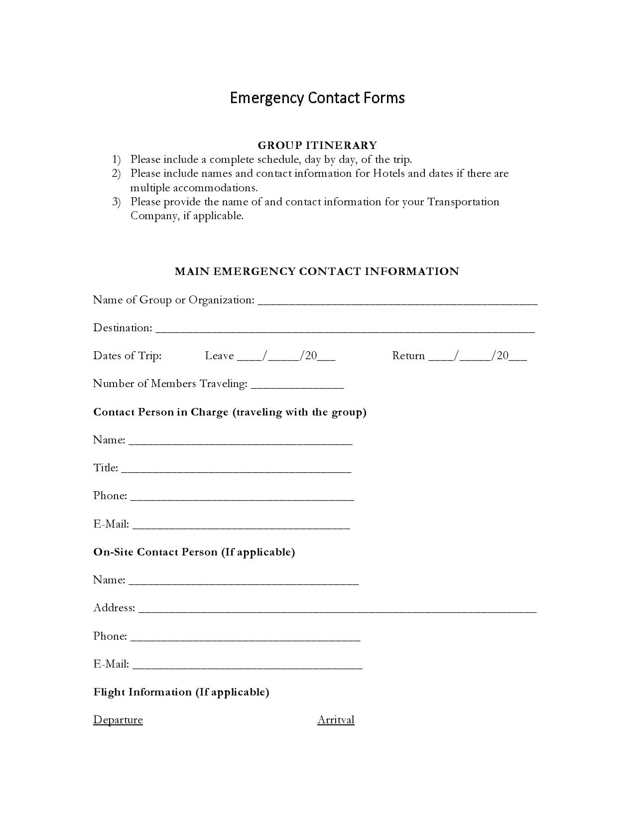 30 Printable Emergency Contact Forms 100 Free 