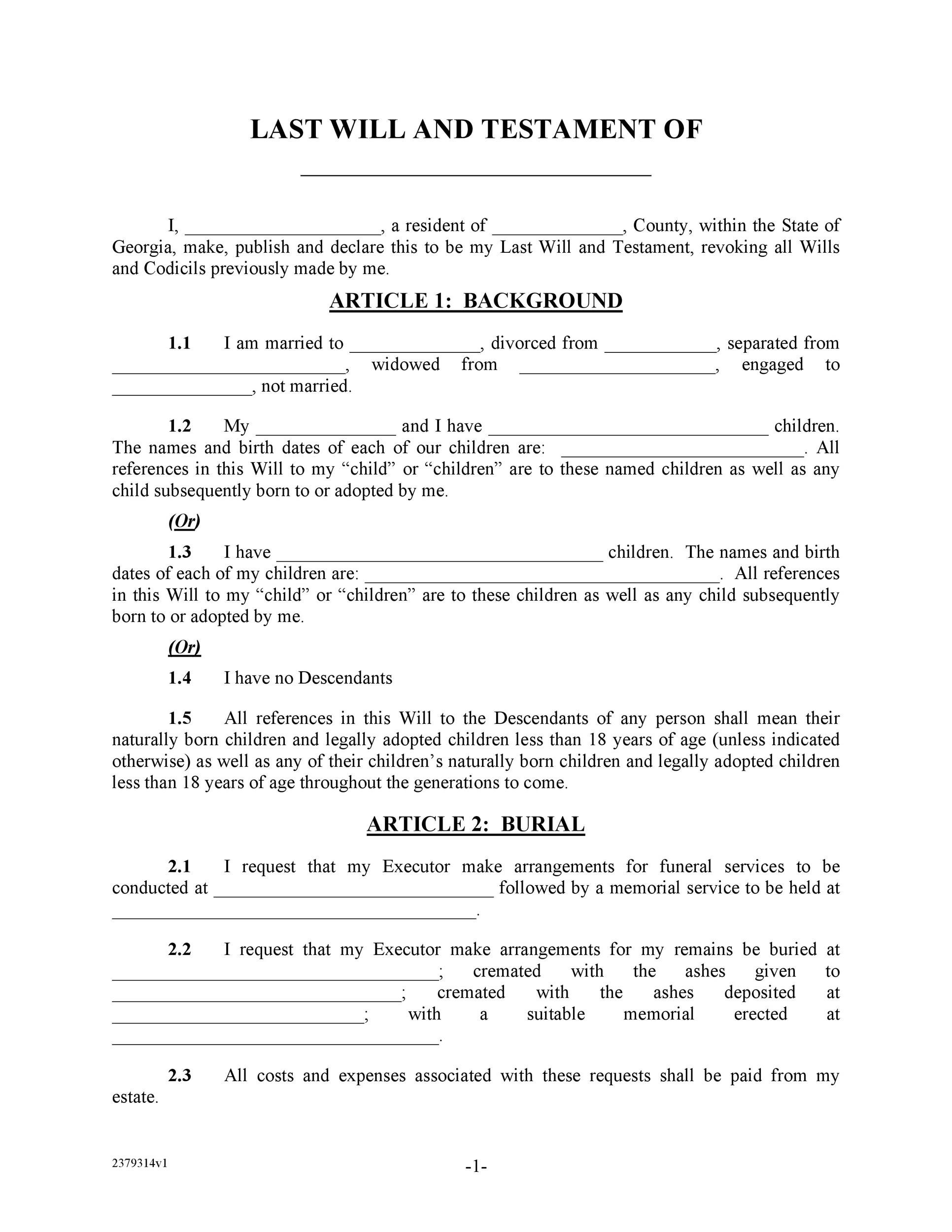 39 Last Will And Testament Forms Templates Template Lab