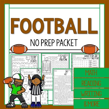 3rd Grade Football Packet Math And Reading Football Worksheets