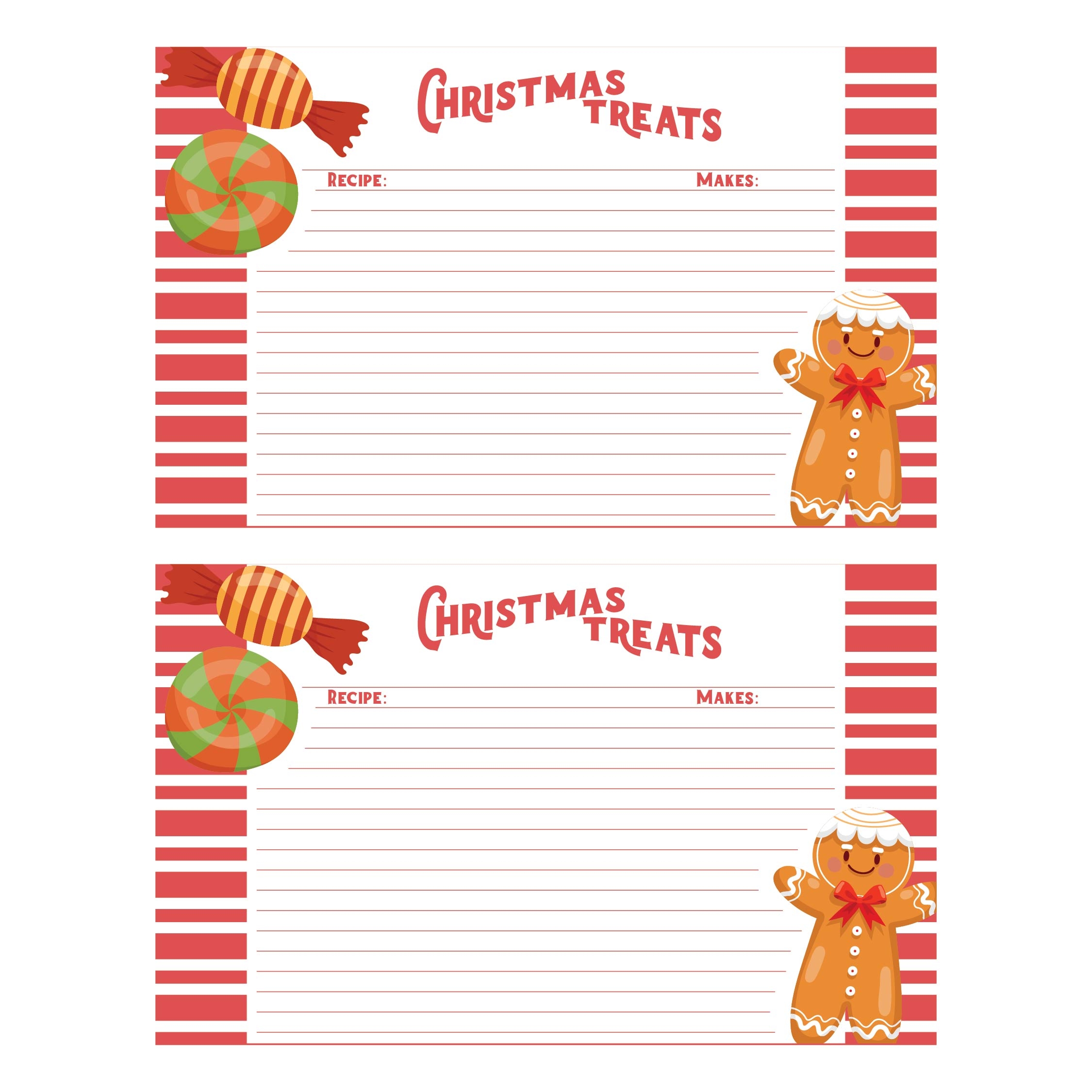 Printable Holiday Recipe Card Template