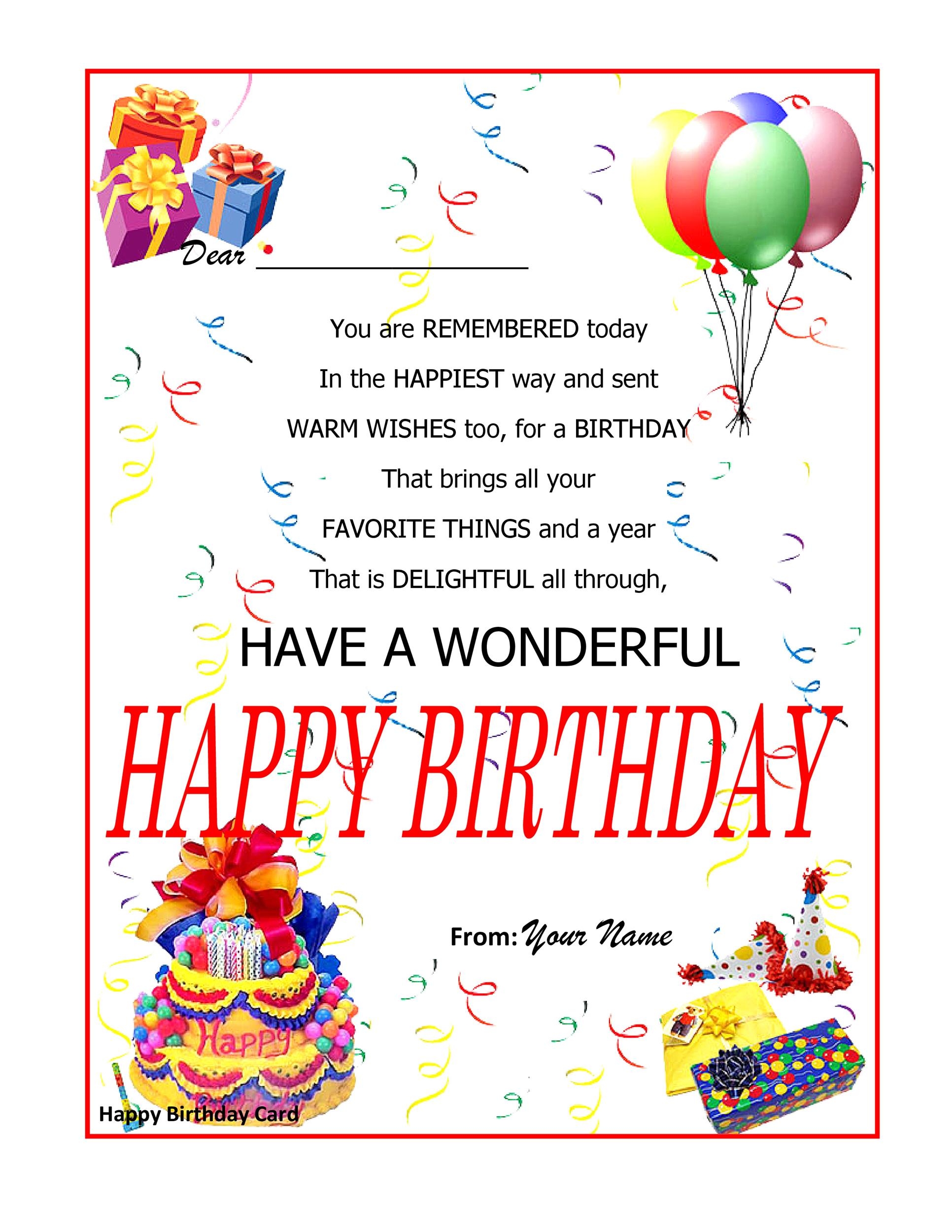40 FREE Birthday Card Templates TemplateLab