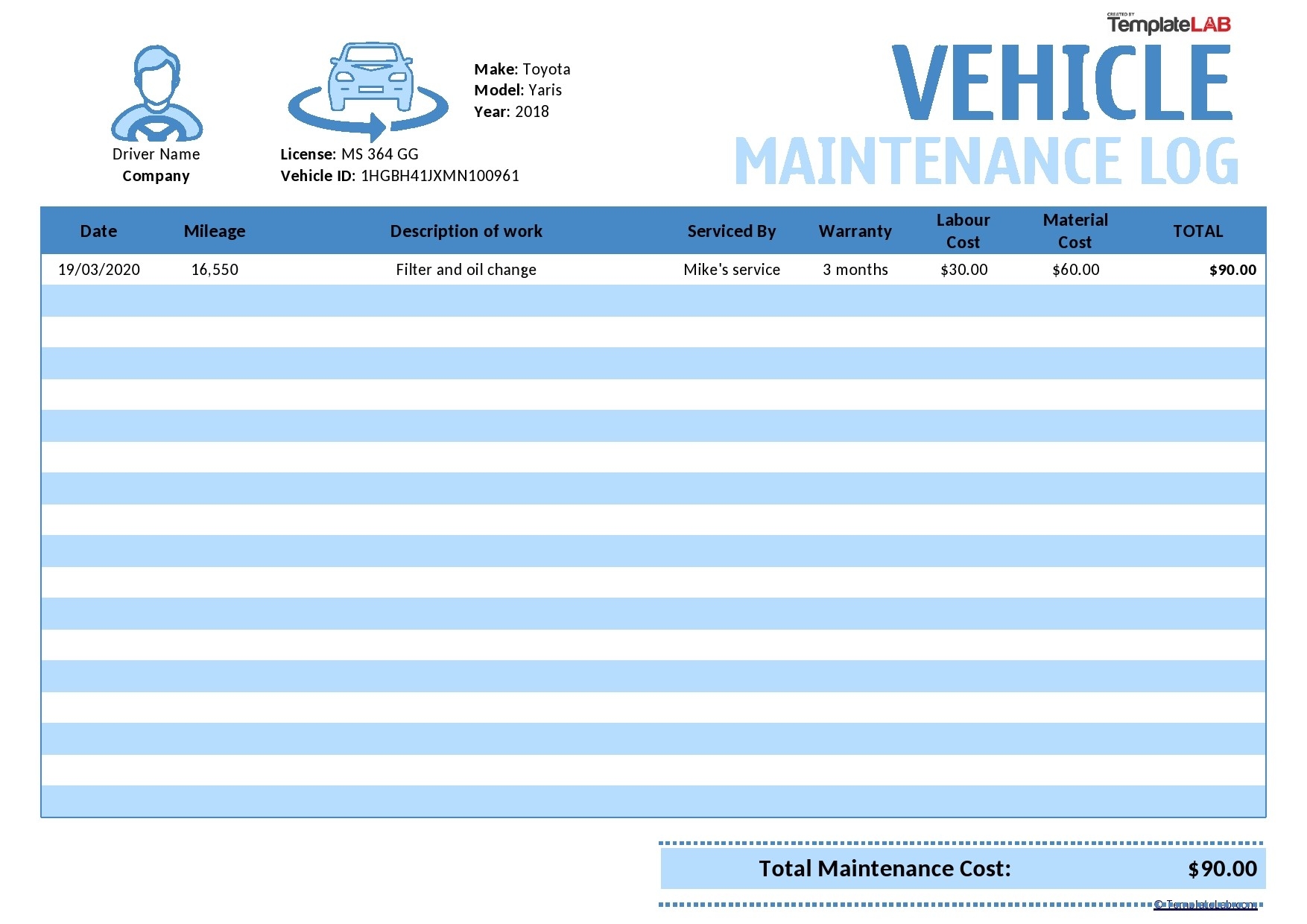 43 Printable Vehicle Maintenance Log Templates TemplateLab