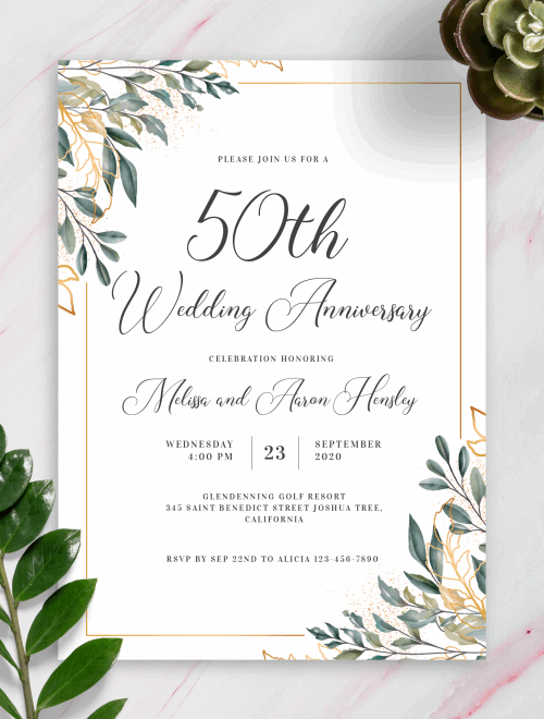 50th Anniversary Invitations Templates