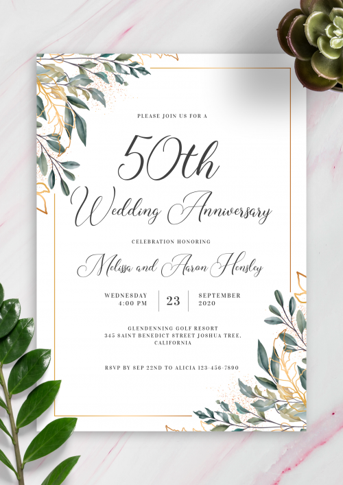 50th Anniversary Invitations Templates