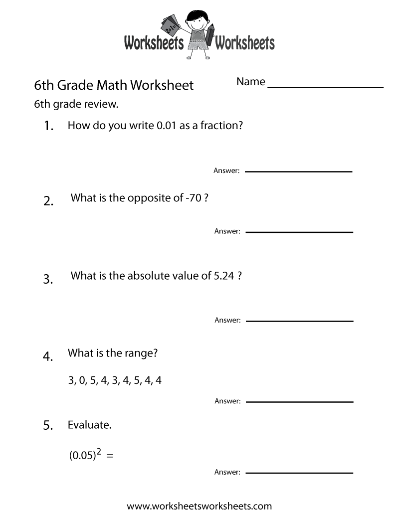 6th Grade Math Review Worksheet Free Printable Educational Worksheet 6th Grade Math Review Worksheet Free Printable Educational Worksheet