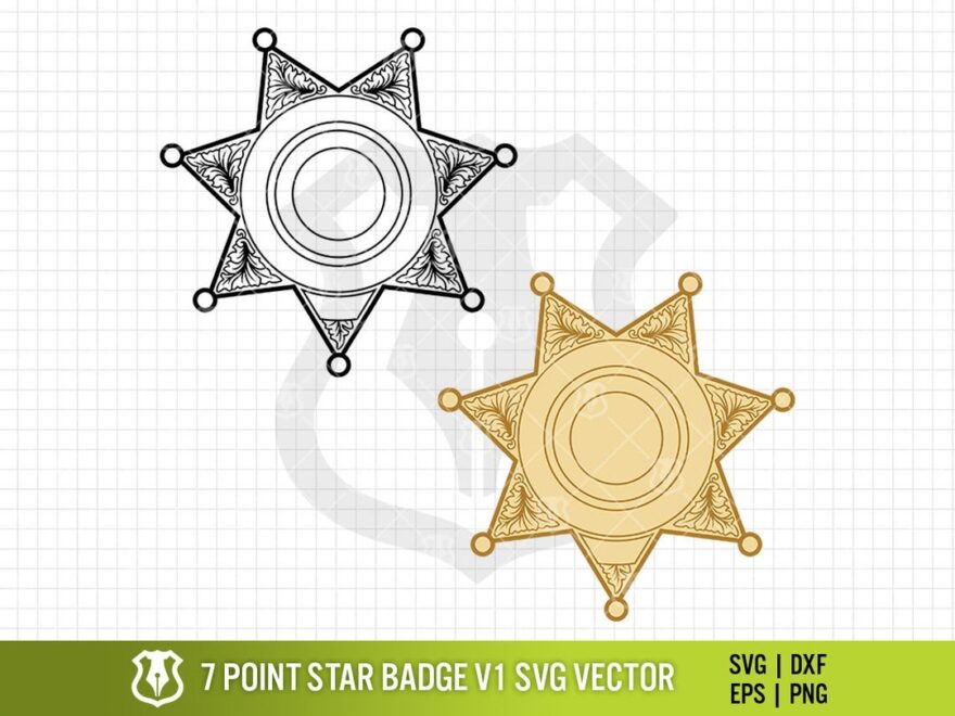 7 Point Star Badge V1 SVG Vector Police Sheriff Deputy Star Shaped