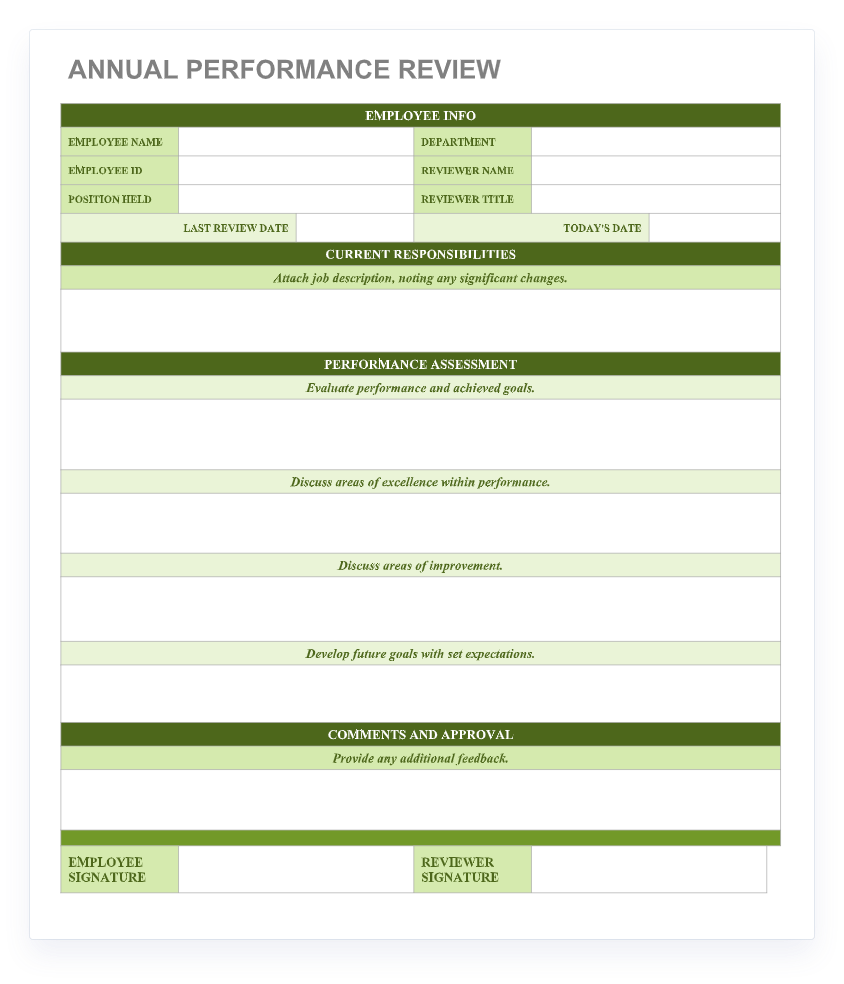 70 Free Employee Performance Review Templates Word PDF Excel 
