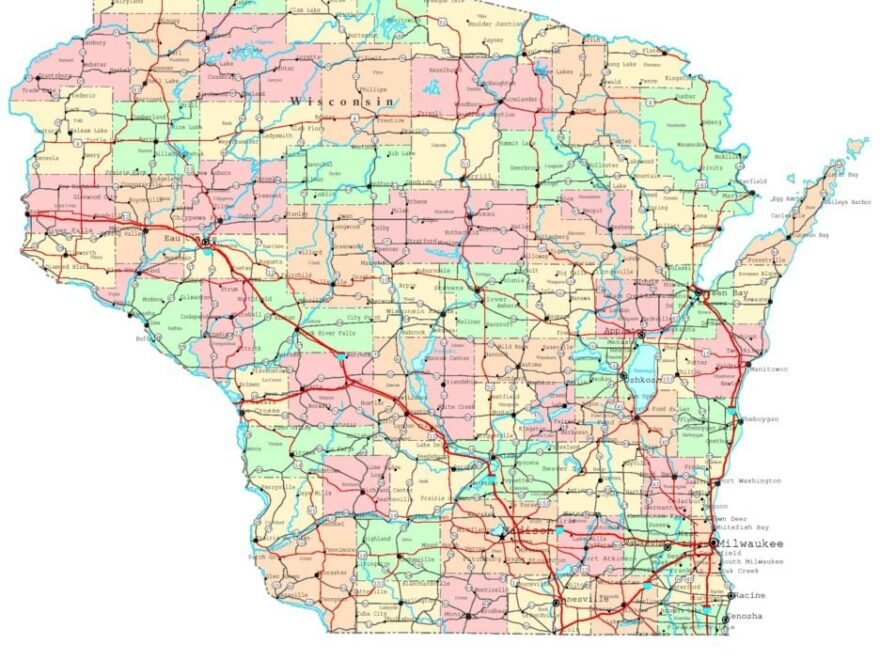8 Free Printable Map Of Wisconsin With Cities PDF Download World Map