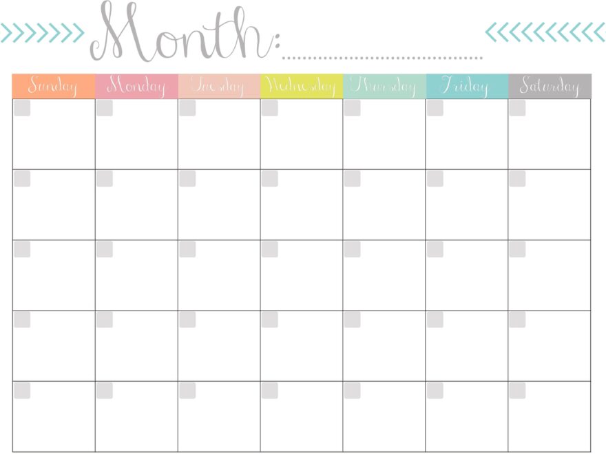 9 Printable Monthly Calendar Template Template Free Download