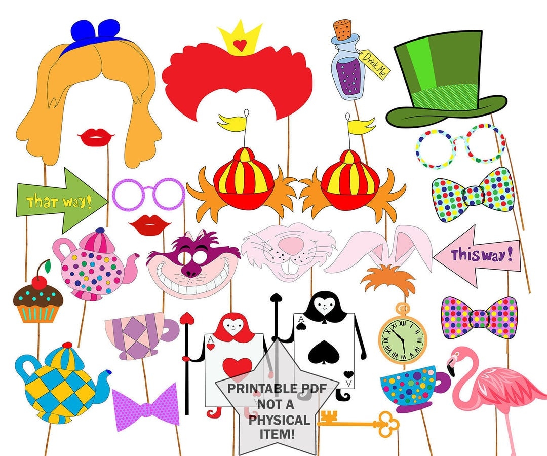 Alice In Wonderland Photo Booth Prop Alice PHOTO Props Party Photo 