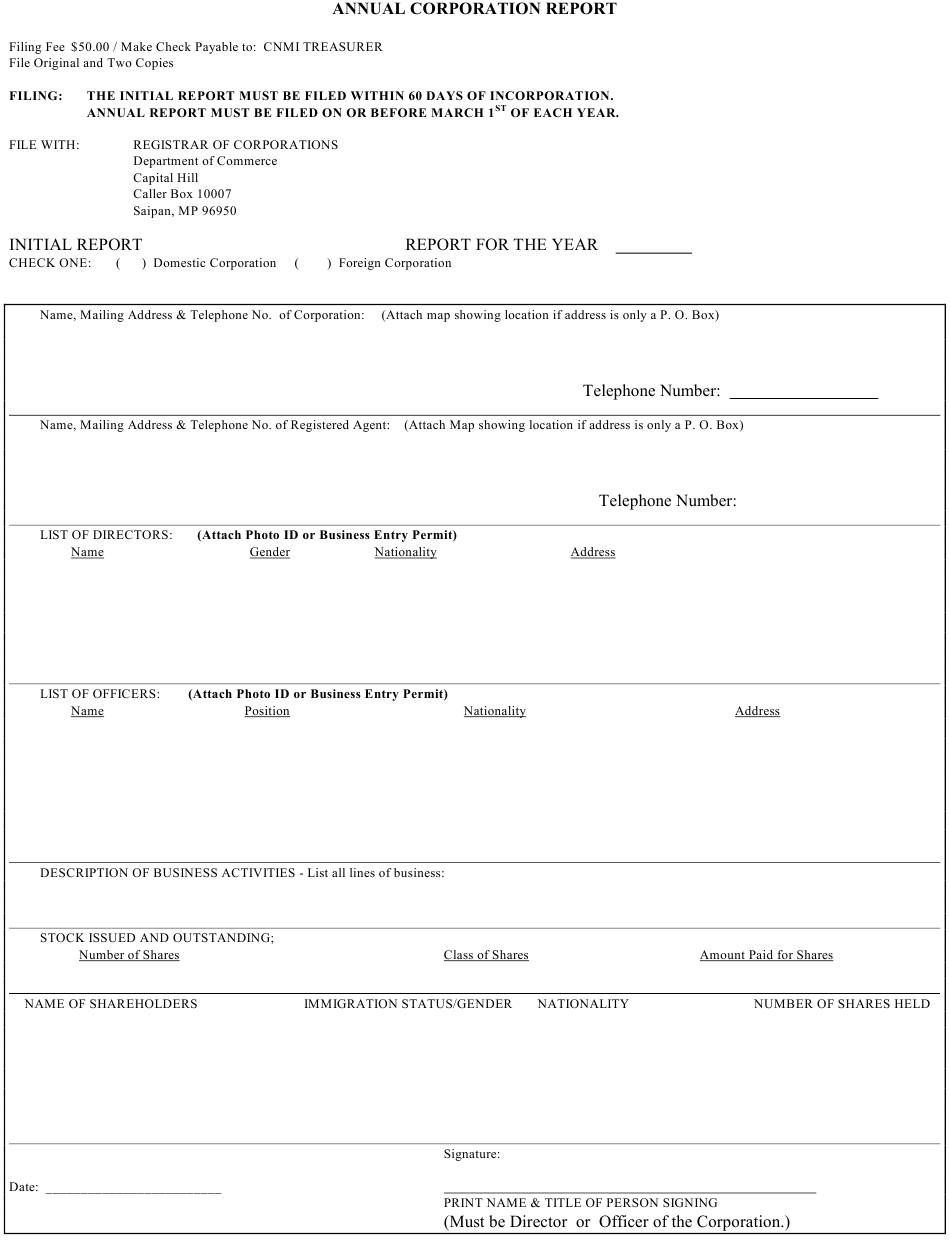 Annual Corporation Report Form Download Printable PDF Templateroller 