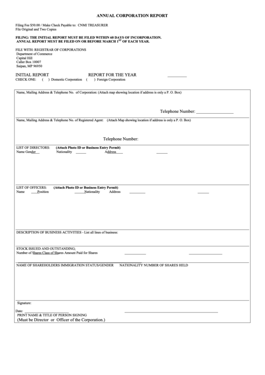 Annual Corporation Report Form Printable Pdf Download ReportForm