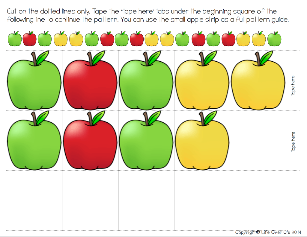 Apple Pattern Printable Worksheet