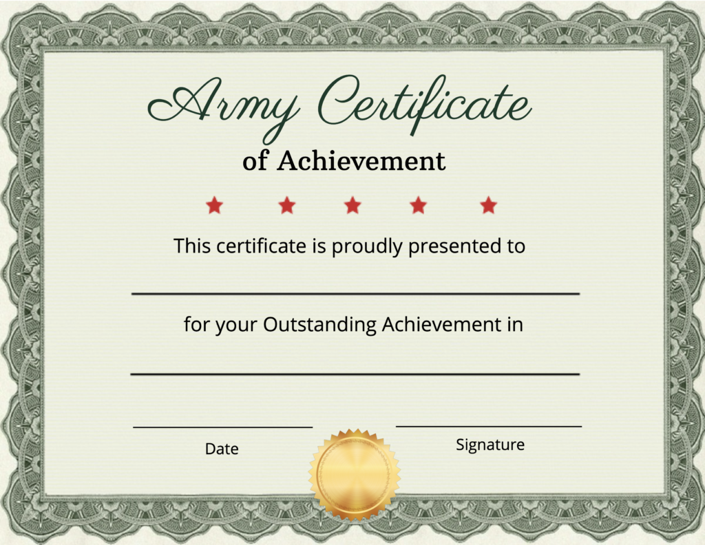 Free Printable United States Army Certificate Blanks