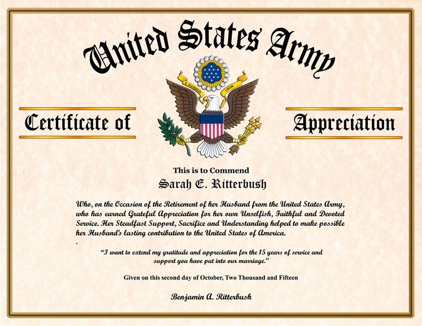 Army Certificate Templates Free Printable Templates