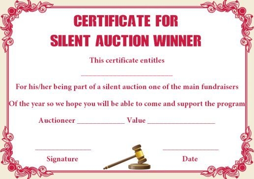 Auction Certificate Template