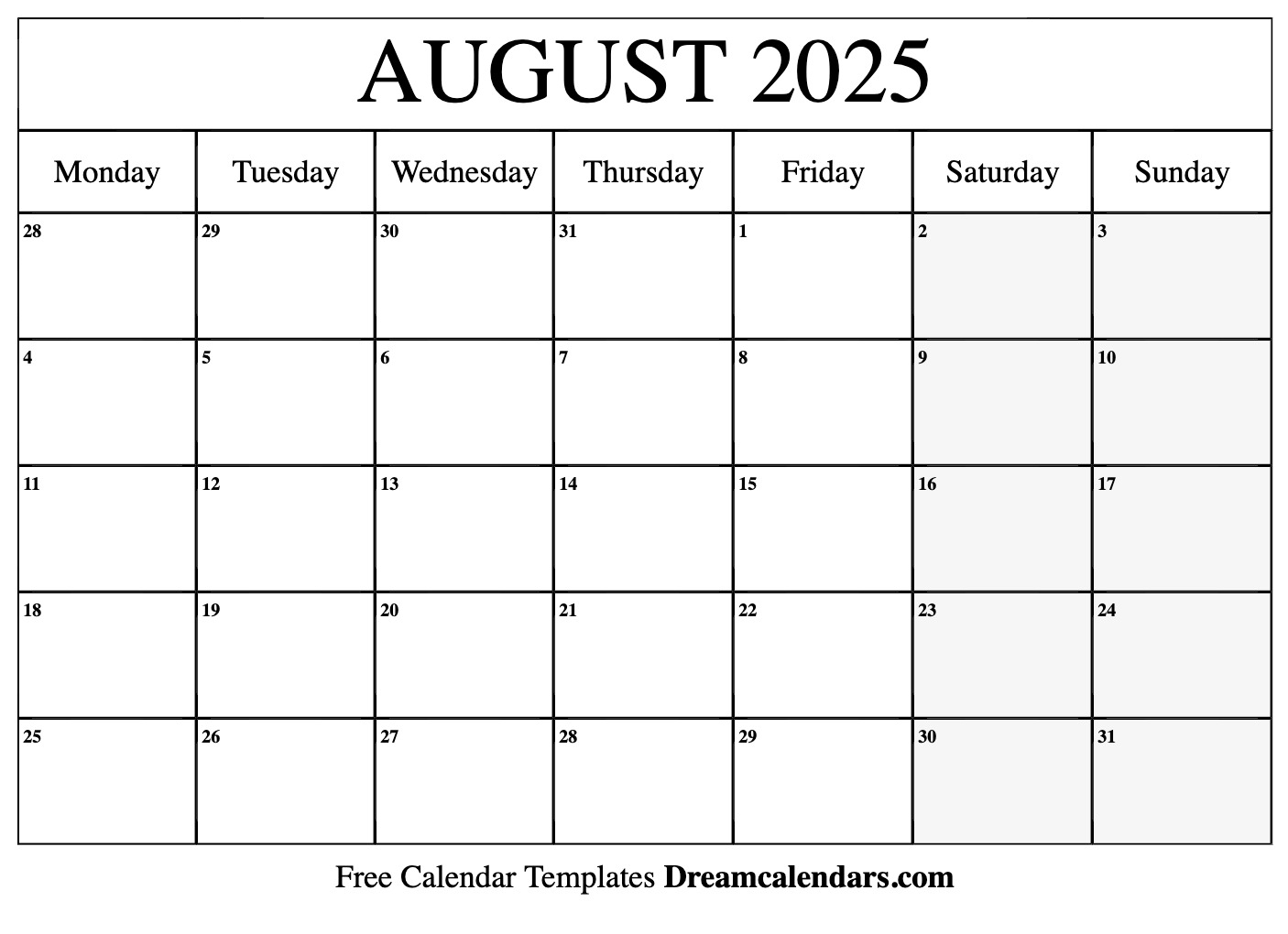 August Calendar 2025 Free Printable Ella T Probert