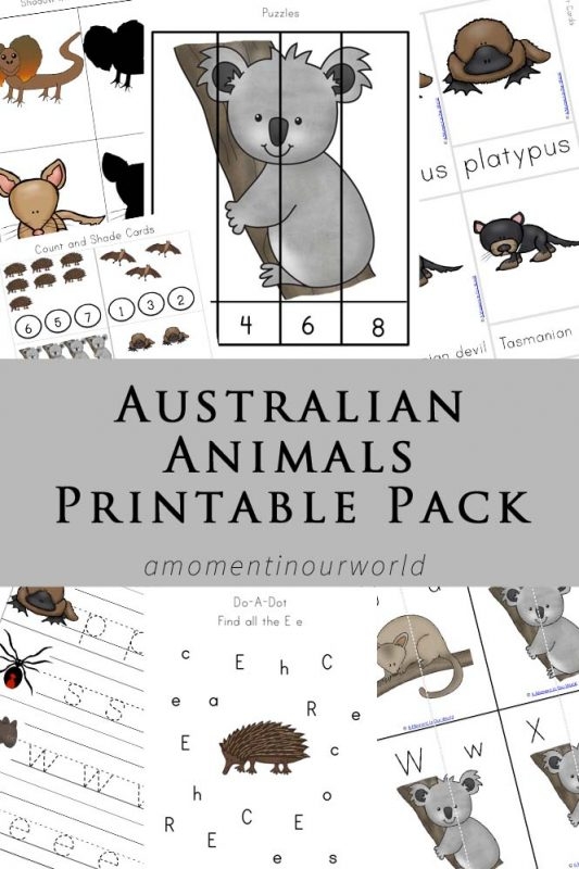 Australian Animals Printable Pack Simple Living Creative Learning