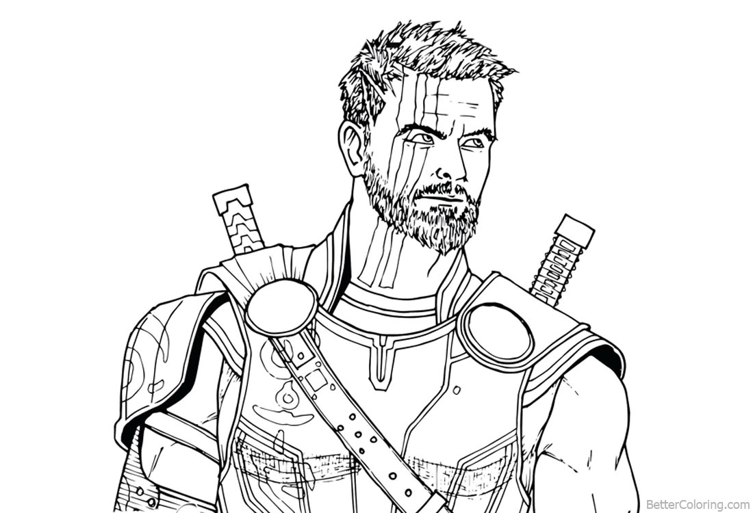 Avengers Infinity War Coloring Pages Thor Drawing Free Printable 