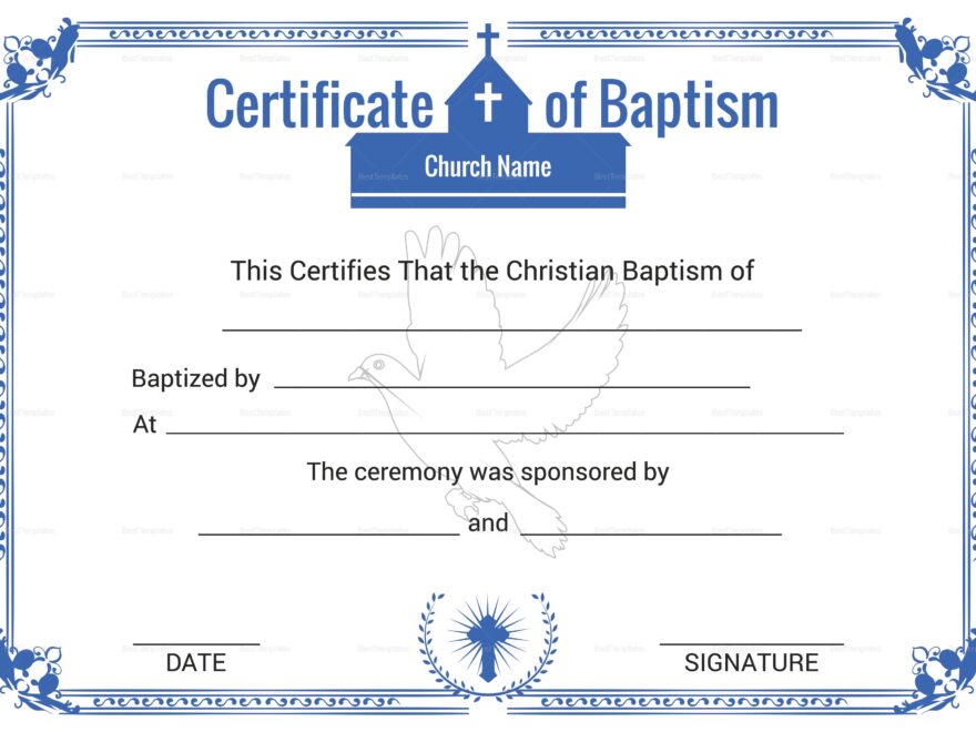 Baptism Certificate Printable