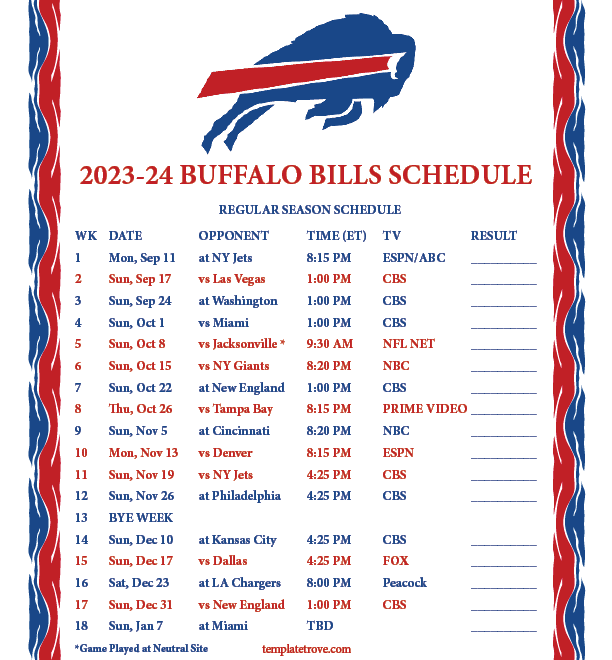 Bills Schedule 2024 Lissy Chickie