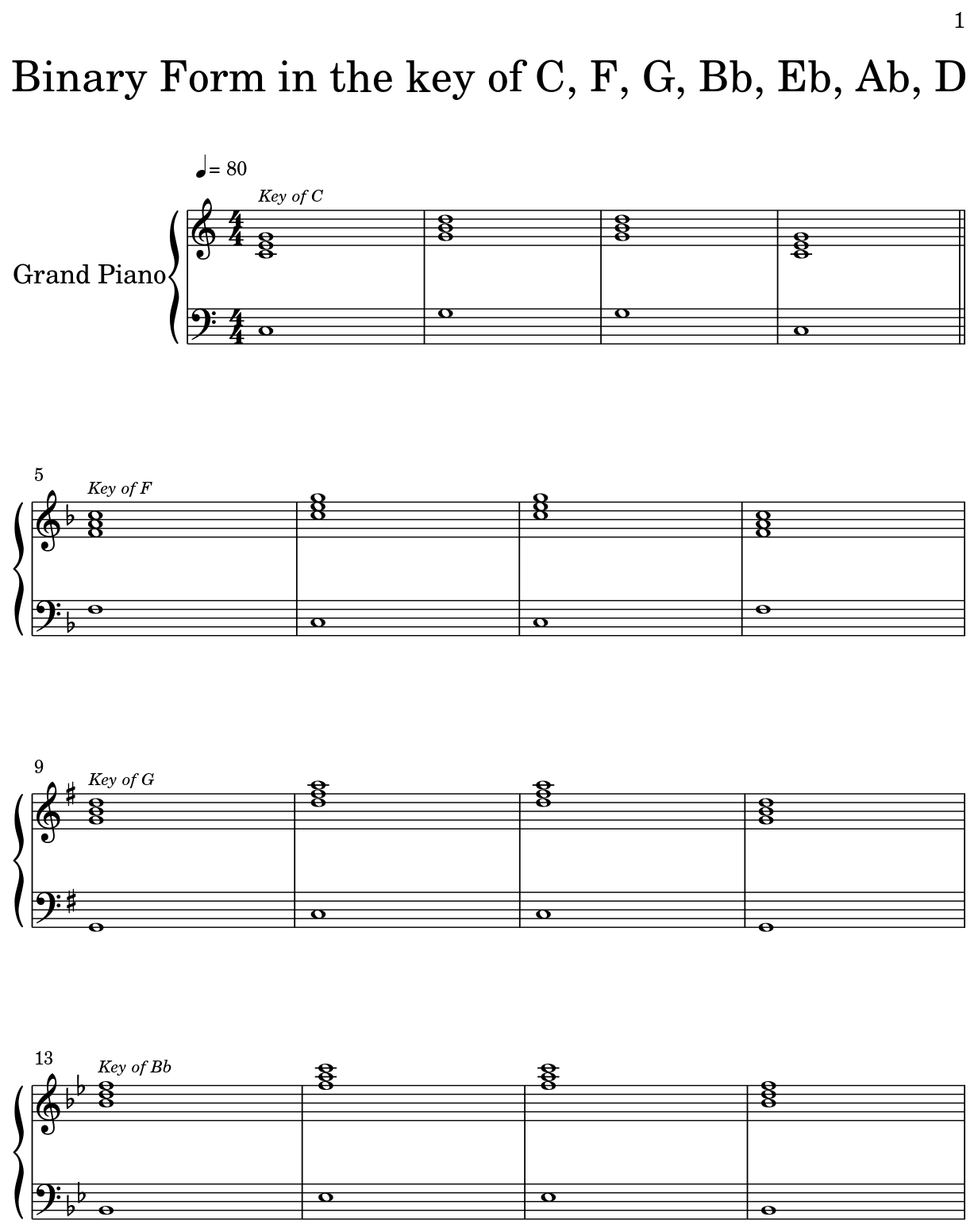 Printable Binary Form Sheet Music