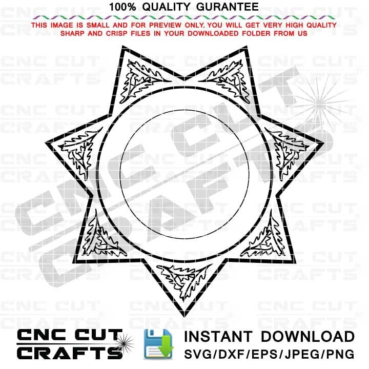 Blank 7 Pointed Sheriff Police Star Svg Badge Vector Template For 