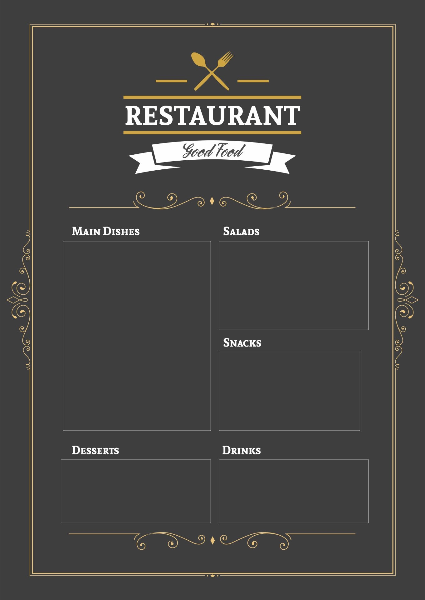 Blank Restaurant Menus 10 Free PDF Printables Printablee