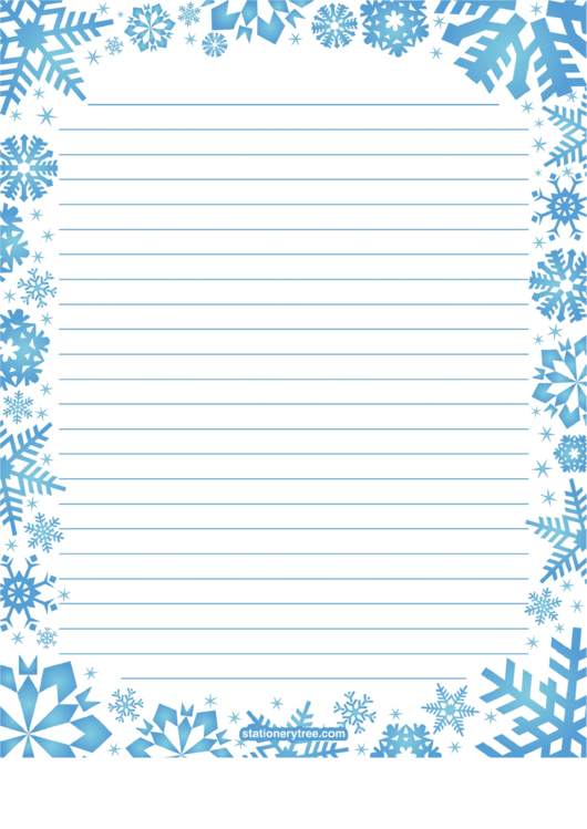 Blue Snowflakes Lined Winter Writing Paper Printable Pdf Download