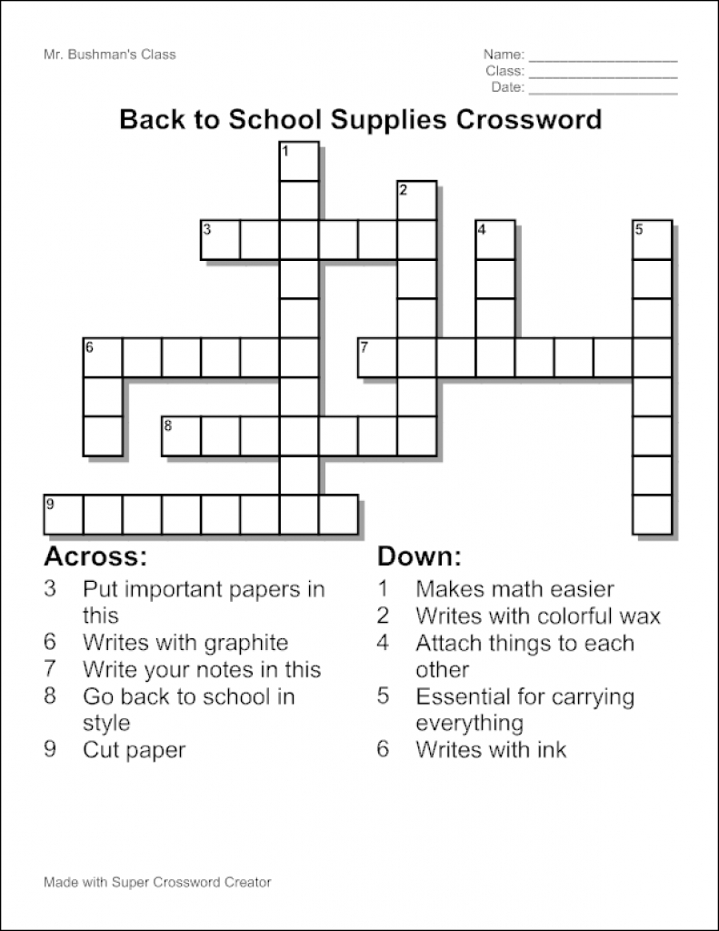 Make Your Own Free Crossword Puzzles Printable