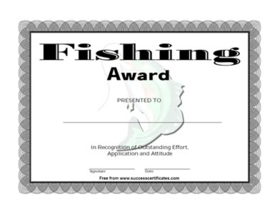 Certificate For Fishing Fishing Award One Certificate Templates 
