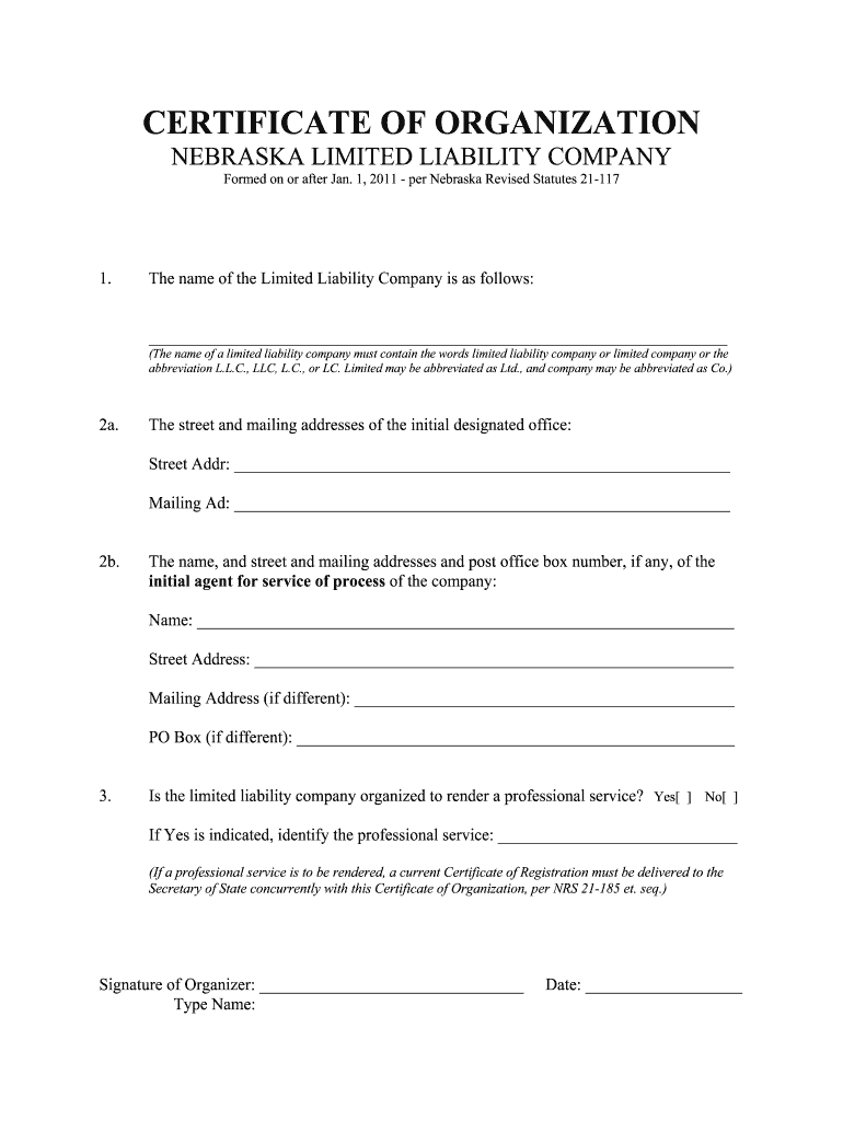 Certificate Of Organization Iowa Template