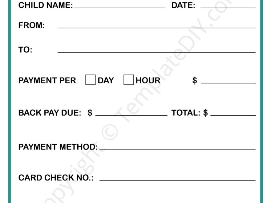 Child Care Receipt Template Blank Printable Pdf Excel Word