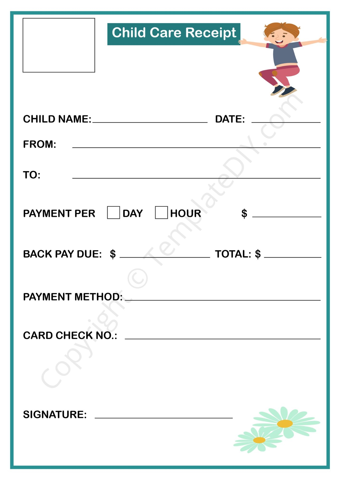 Child Care Receipt Template Blank Printable Pdf Excel Word 