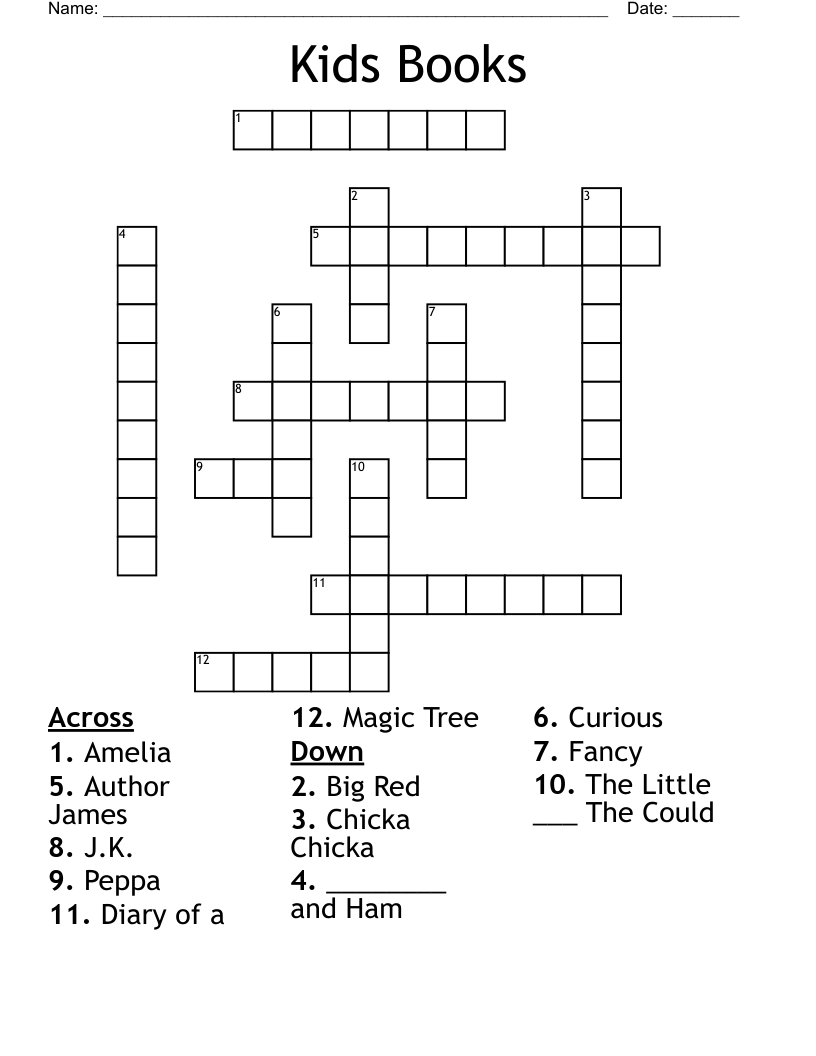 Children 39 s Books Crossword WordMint