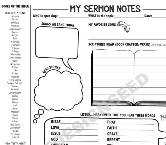 Children 39 s Sermon Notes PDF Printable Worksheet Scripture Lesson 