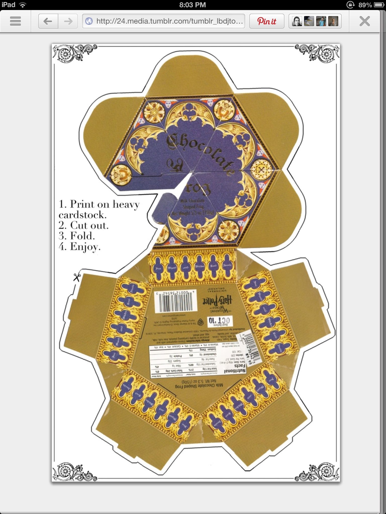 Chocolate Frog Printable Template