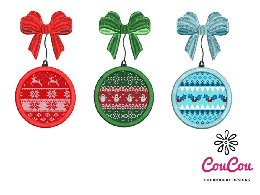 Christmas Balls Applique Machine Embroidery Design Embroidery