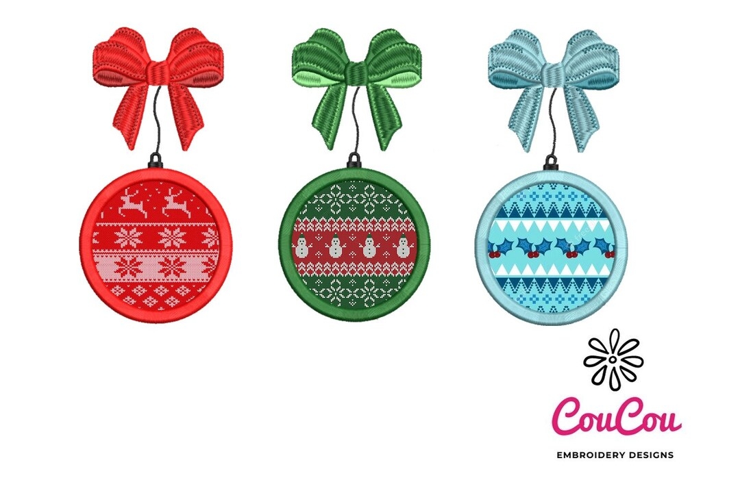 Christmas Balls Applique Machine Embroidery Design Embroidery 