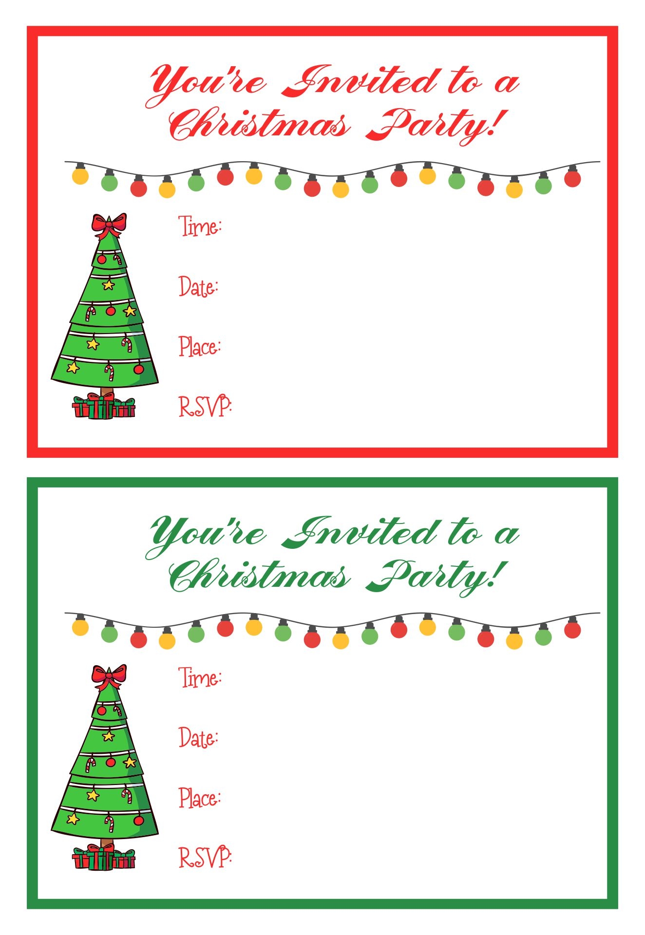 Free Printable Christmas Party Invitation Template