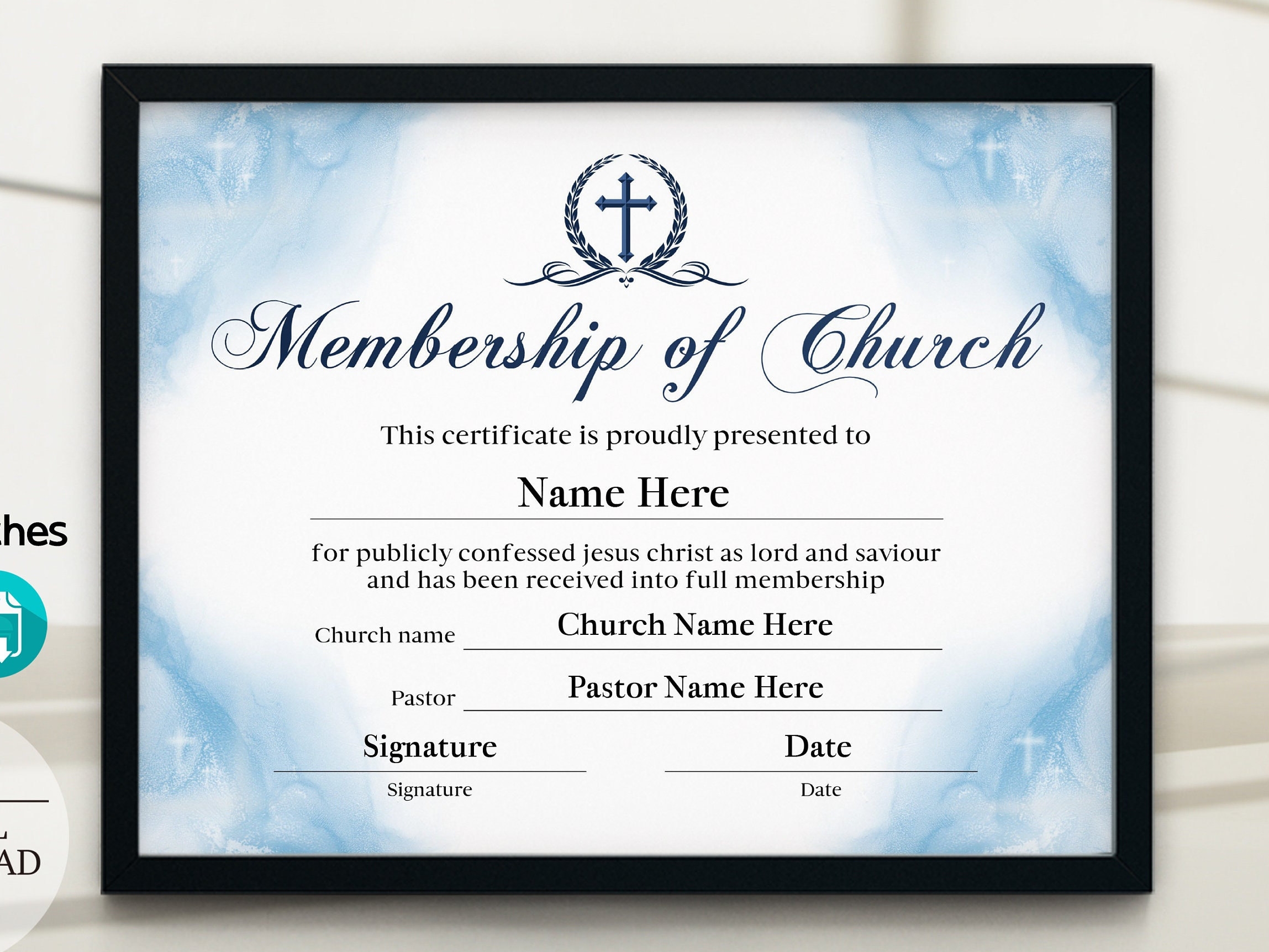 Church Membership Certificate Printable Certificate Of Membership PDF 