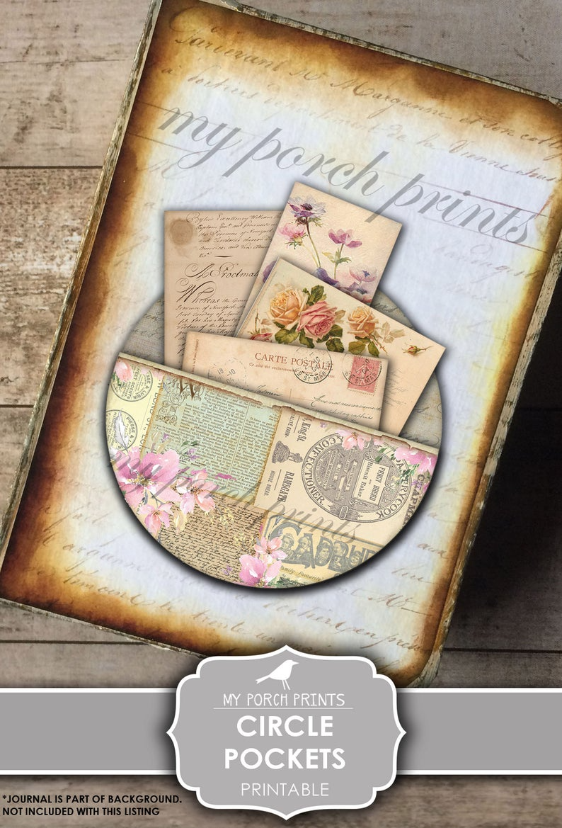 Circle Pockets Junk Journal Kit Printable Paper Craft Kit 