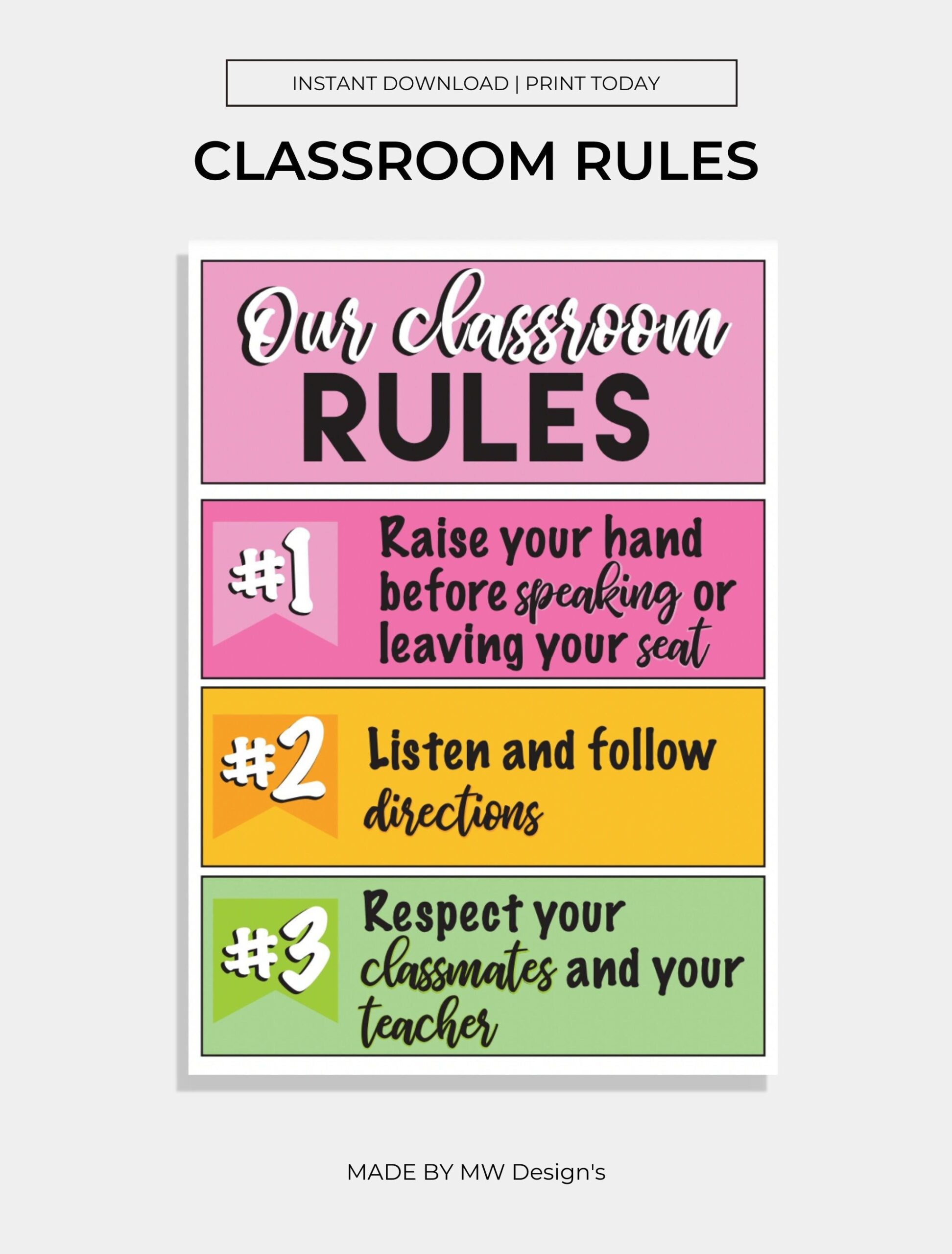 Printable Classroom Rules With Pictures