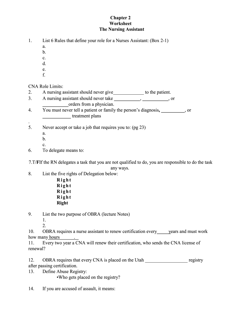 Cna Practice Test Printable Pdf