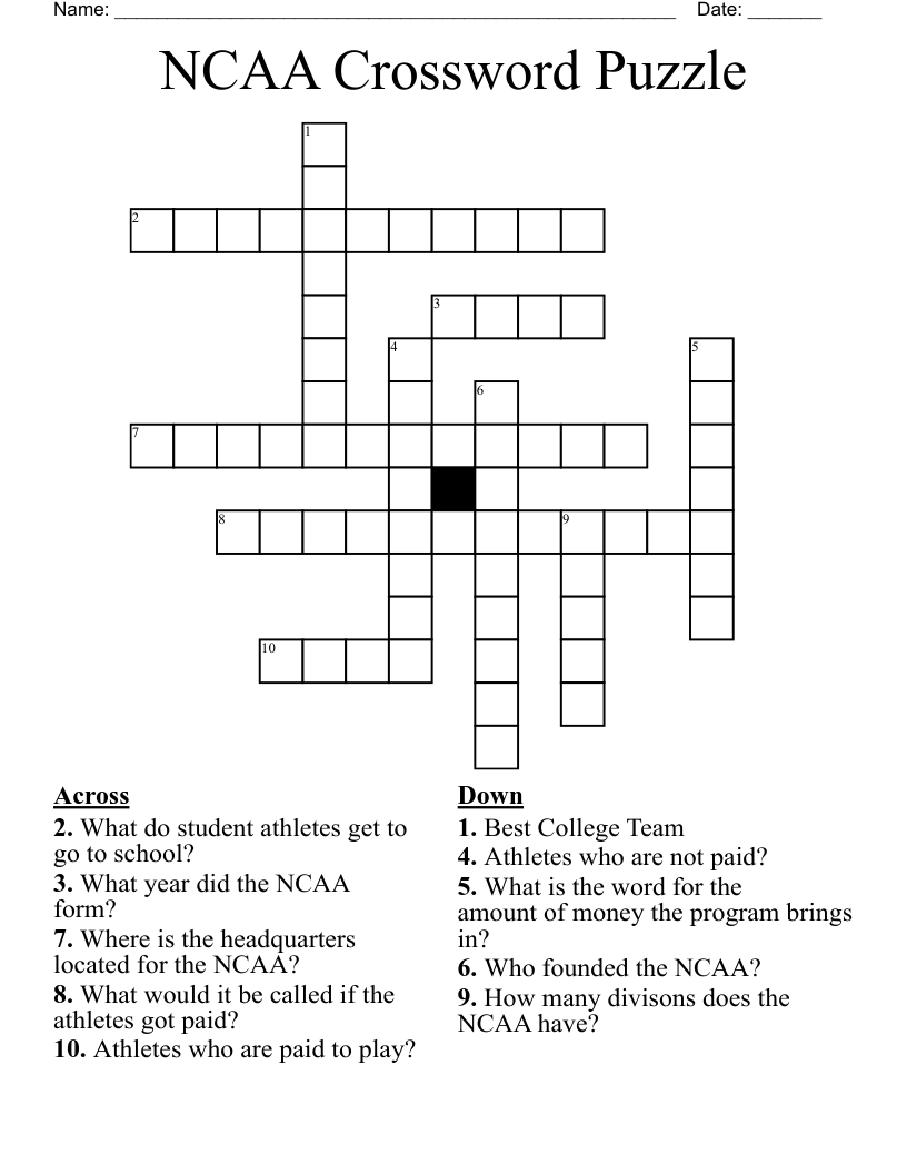 College Sports Crosswords Word Searches Bingo Cards WordMint