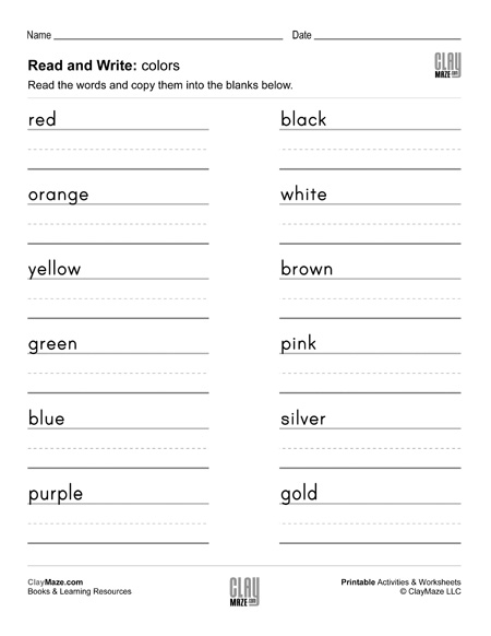 Colors Worksheets Read And Write Color Words Workbooks And Free 