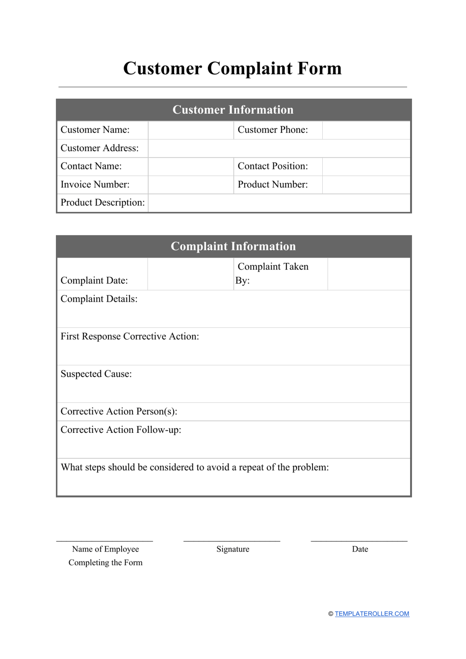 Complaint Form Template Printable Printable Forms Free Online