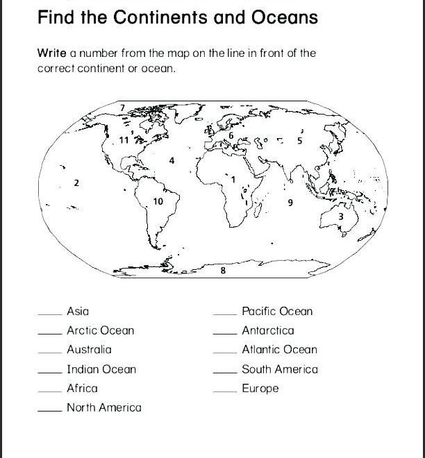 Continents And Oceans Quiz Printable Free We Prepared Two Versions One