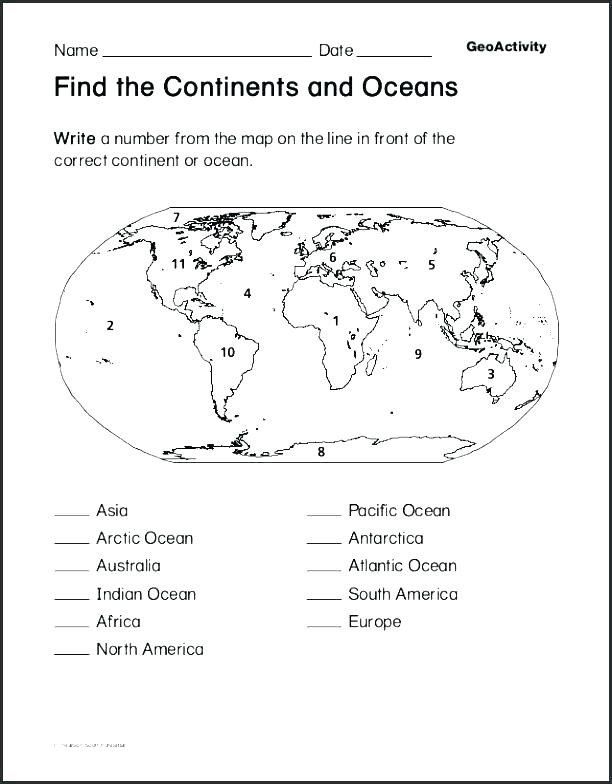 Continents And Oceans Quiz Printable Free We Prepared Two Versions One 